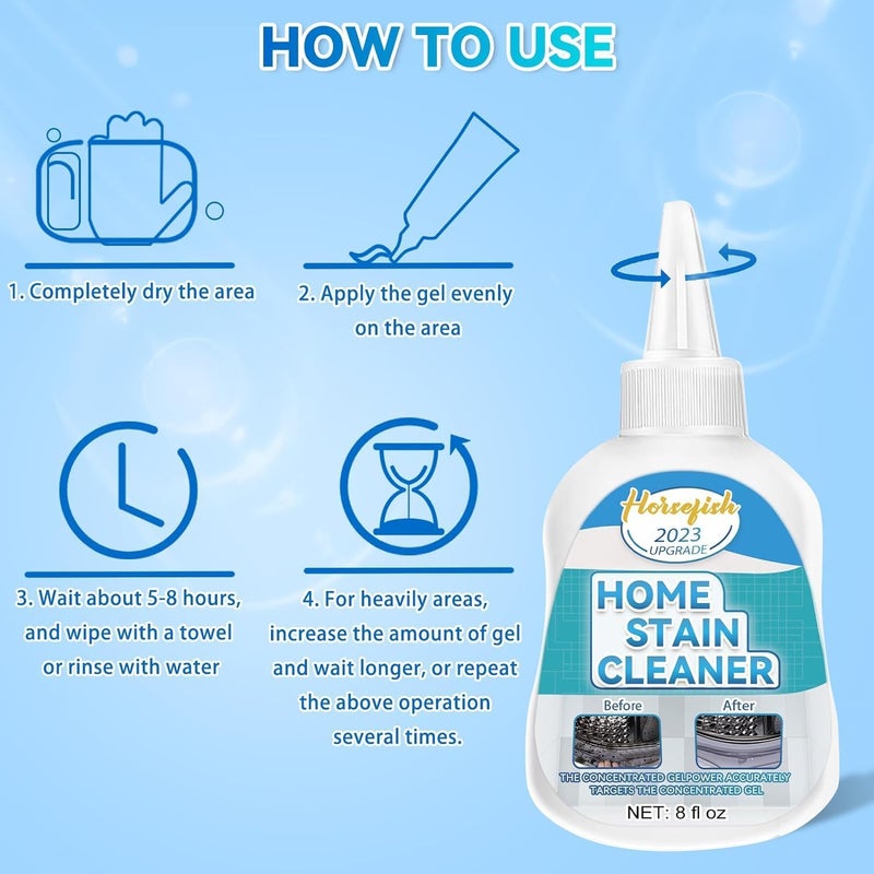 HORSEFISH TOOL Home Remover Gel, 8 Fl Oz Household Washing Machine Cleaner for Washing Machine, Refrigerator Strips, for Tiles Grout Sealant Bathroom Cleaning Home Kitchen Sinks Cleaning Grout Cleaner - Image 5